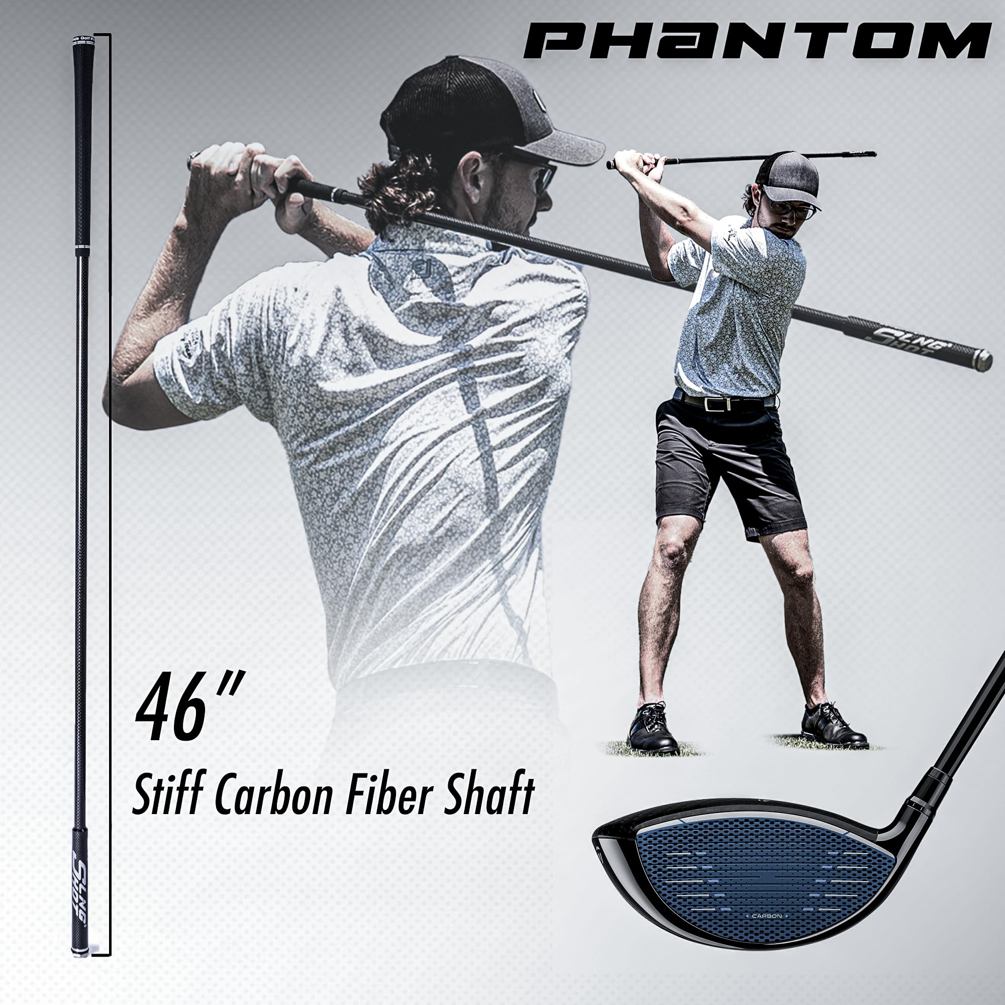 SlingShot Golf Phantom - Carbon Fiber Shaft - Golf Swing Trainer, Designed for Ideal Speed, Timing, Sequence & Tempo
