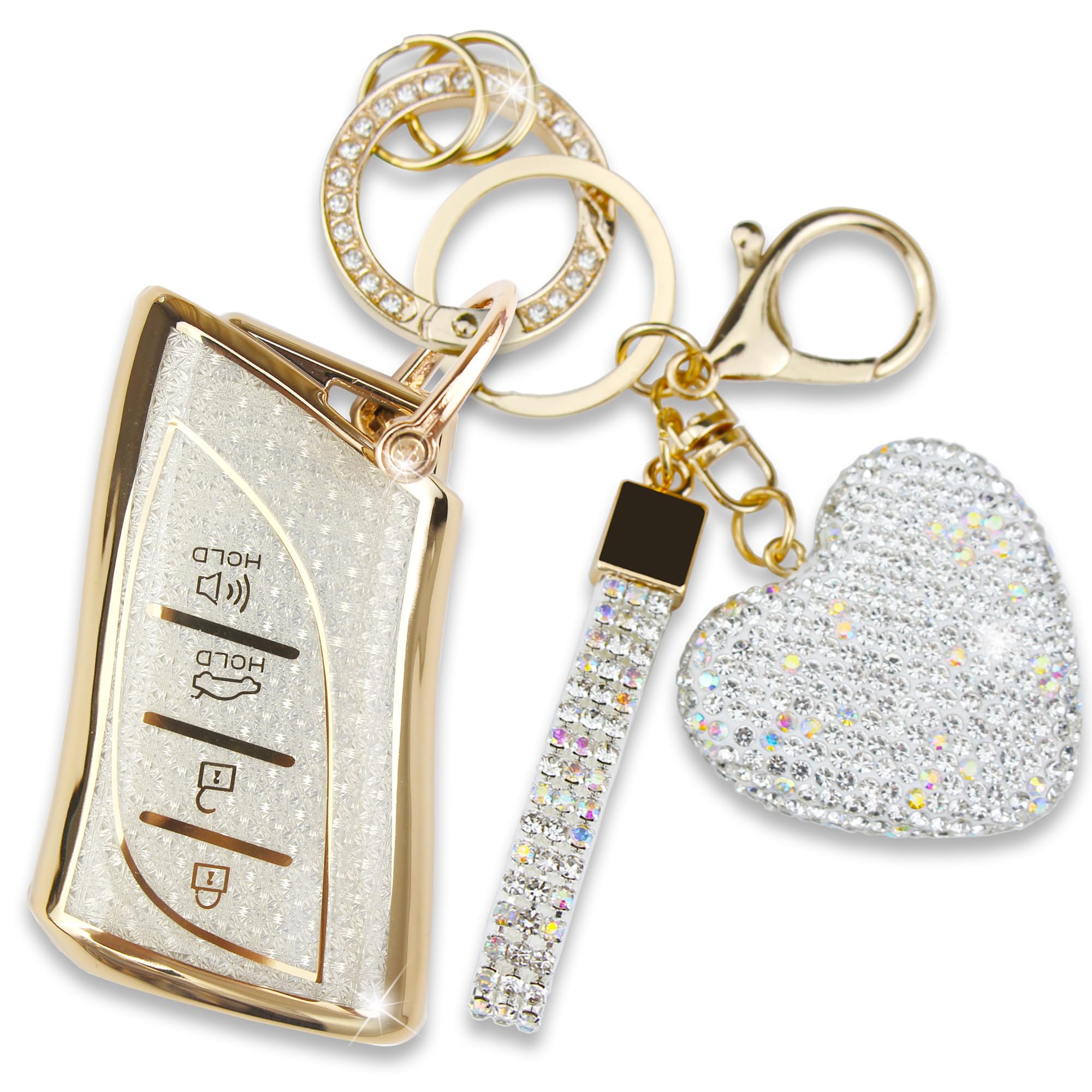 Simocky Key Fob Cover with Diamond Keychain for Lexus Car Key Shell Compatible with Lexus ES350 ES300h UX200 LS500 LS500H LC500 LC500h Smart Remote
