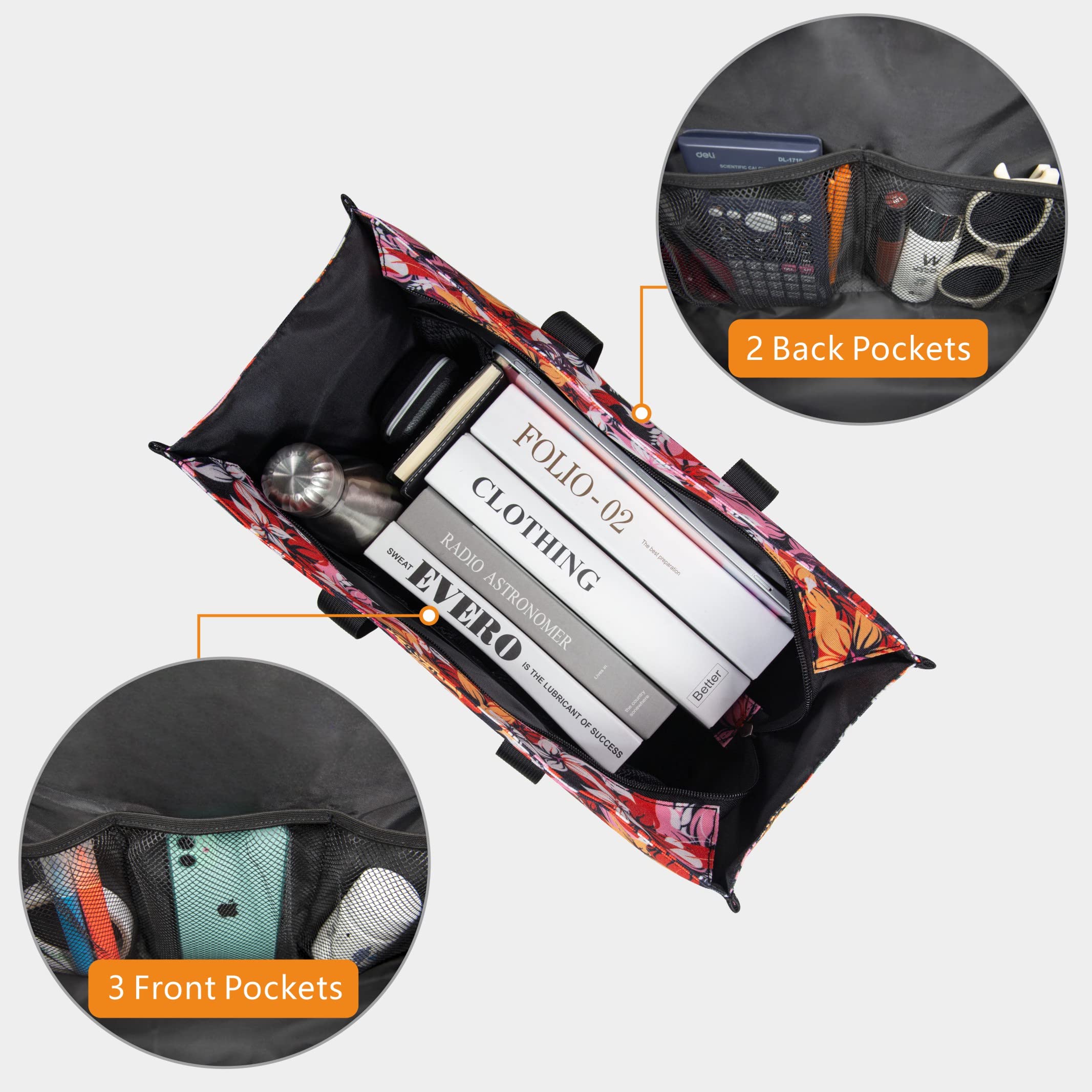 TOPDesign Sac fourre-tout utilitaire résistant à l'eau avec 13 poches, fermeture éclair sur le dessus et soutien inférieur épais, pour femmes qui travaillent