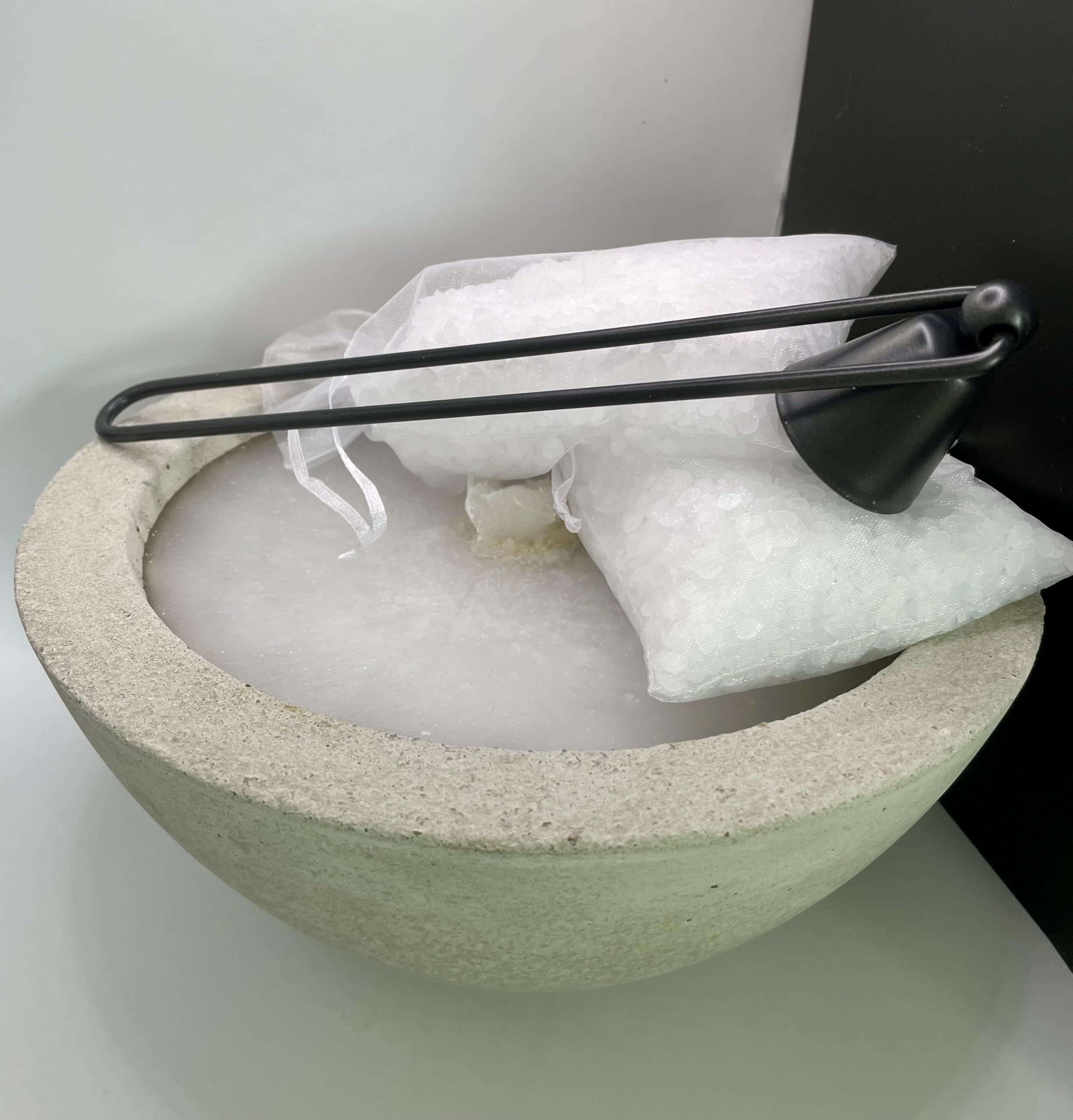 Wachsfresser Kerzenfresser Geschenkset Schmelzlicht mit Dauerdocht & Dochthalter Beton Feuerschale Schmaler Rand Ø 24 cm Nachhaltige & Wiederbefüllbare Beton-Kerze