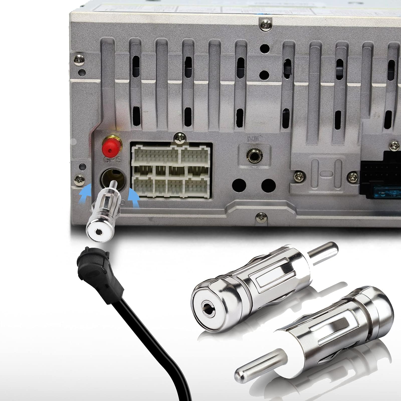 2 Pezzi Adattatore Antenna ISO a DIN Radio Auto, Spinotto Antenna Universale per Autoradio, Connettore DIN Maschio a Femmina ISO per Pioneer/Kenwood, Facile Installazione Plug and Play
