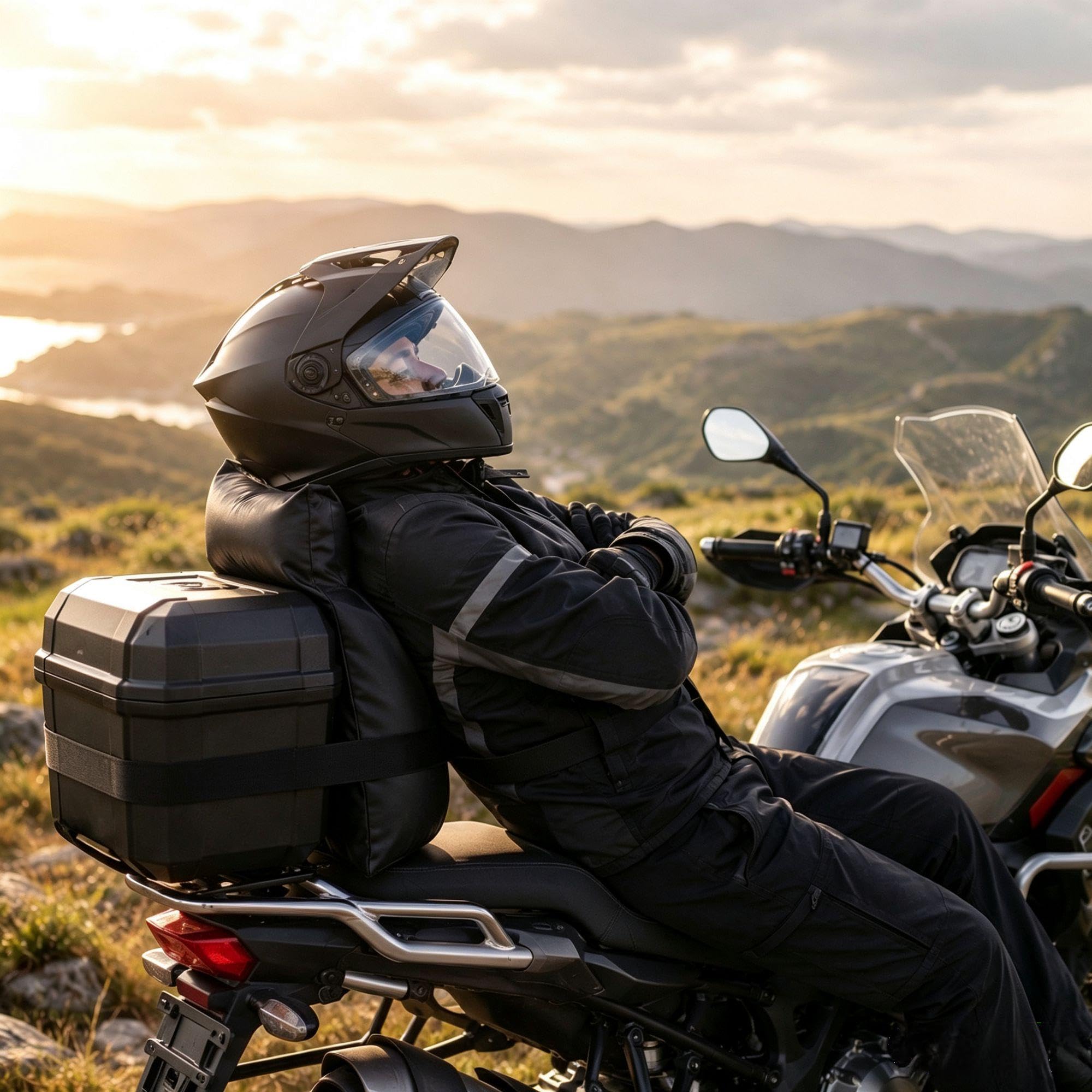 Poduszka na oparcie motocykla, wodoodporna poduszka na oparcie ze skóry PU, miękkie, bawełniane wypełnienie o wysokiej wytrzymałości, nadaje się do motocykli, motocykli elektrycznych i