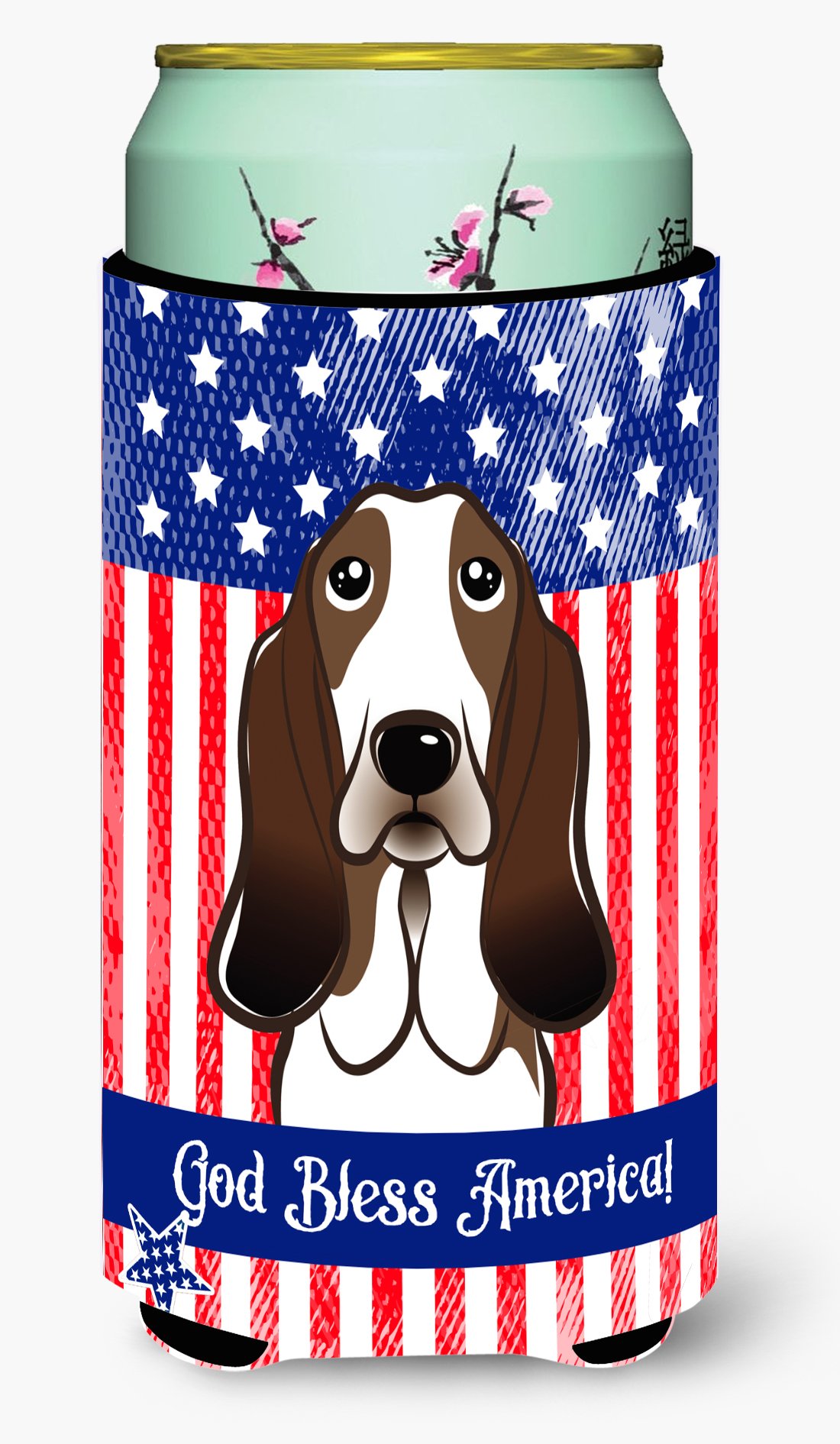 Bandiera Americana In Tela Con Basset Hound - Tesori Di Caroline, 28x40x1, Multicolore, Resistente Intemperie