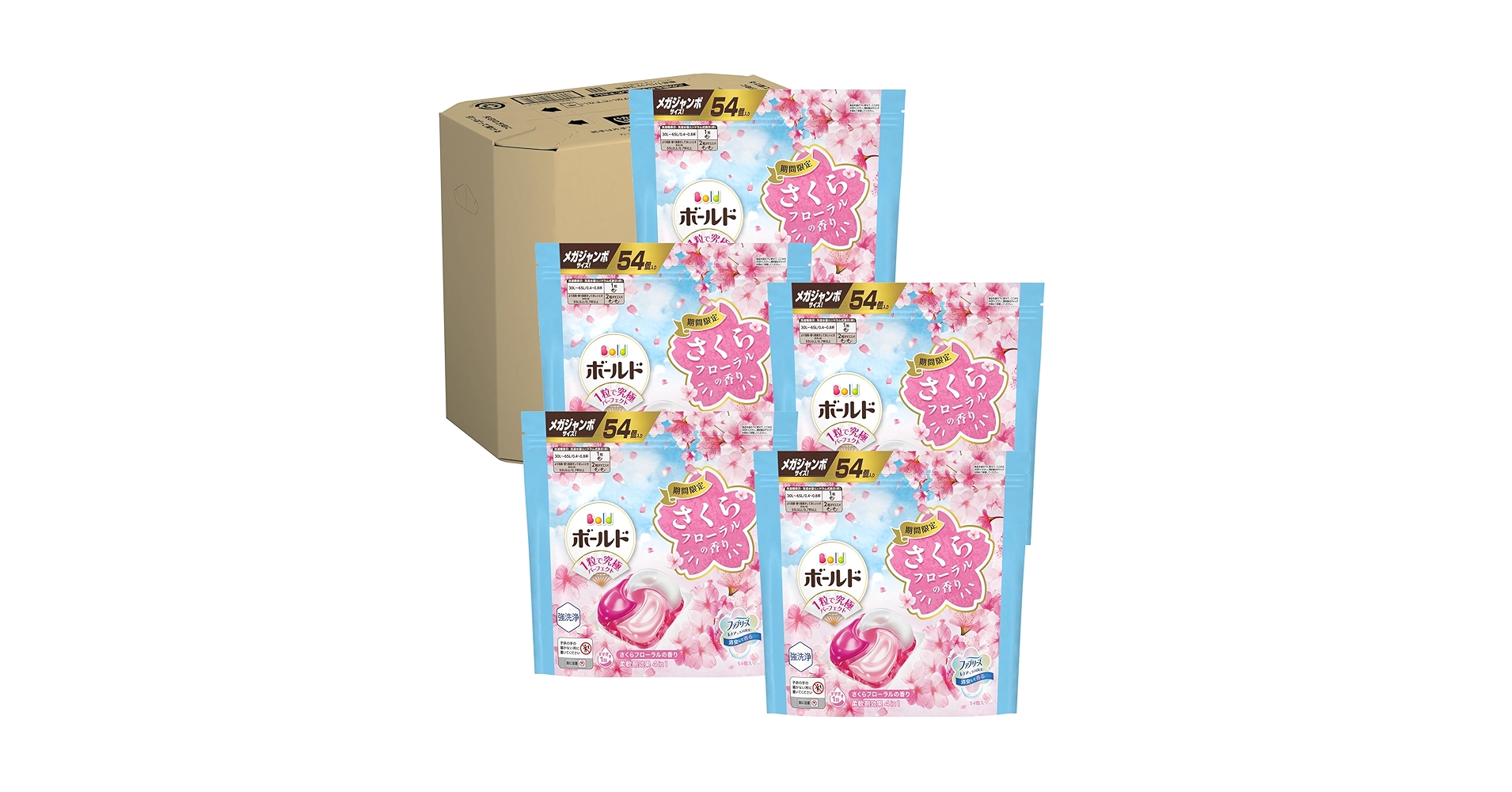 ボールドジェルボール 4in1さくらフローラル 詰め替え 54個×5袋ケース売り 51cHPlc-SNL.jpg_BO30,255,255,