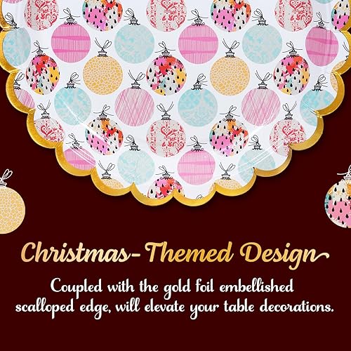 Miniatura 6 de Confettiville Platos de papel de Navidad, 50 platos desechables de Navidad, oro festoneado, suministros para fiestas