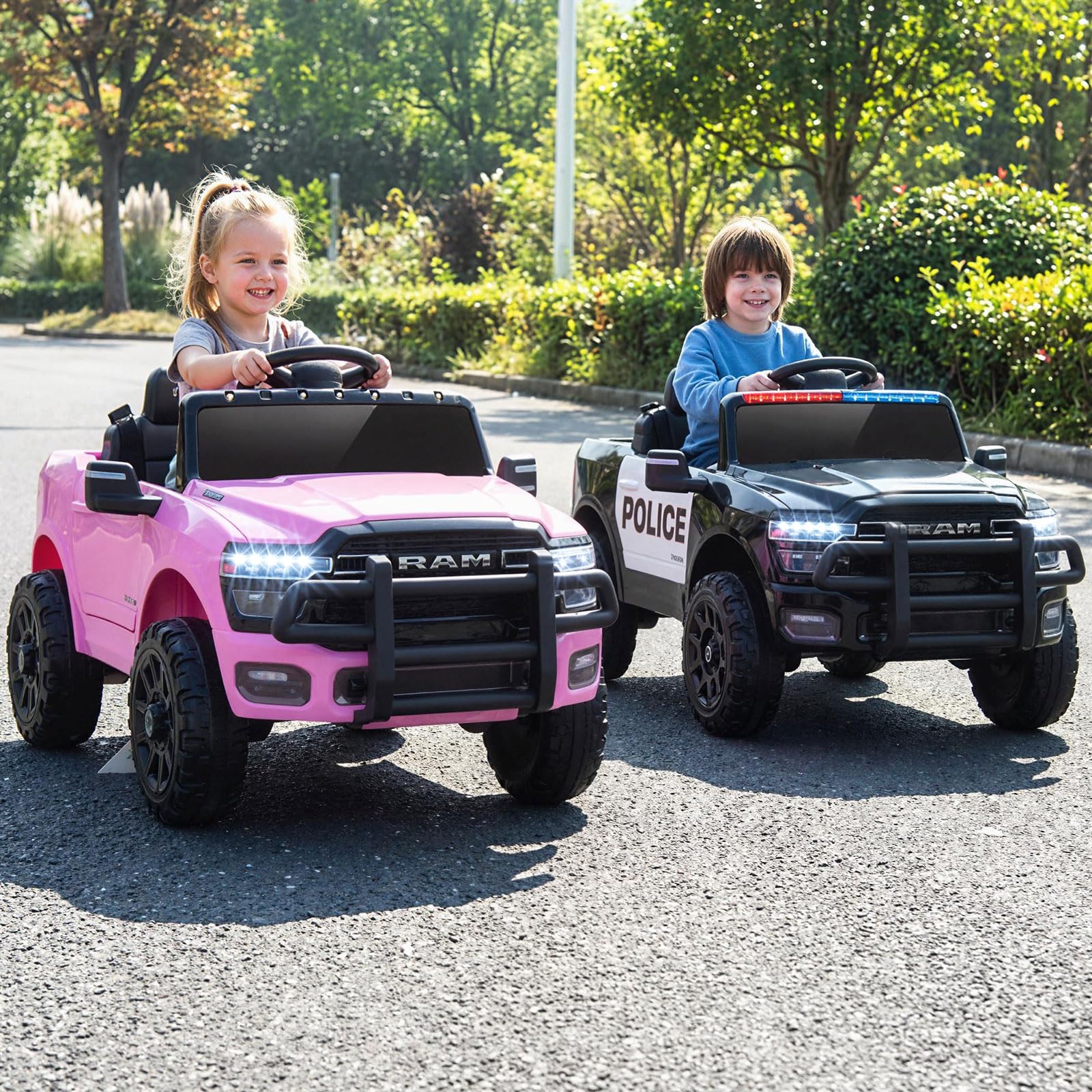 FANTASK Auto elettrica per bambini, 12 V, con telecomando e luce (rosa)