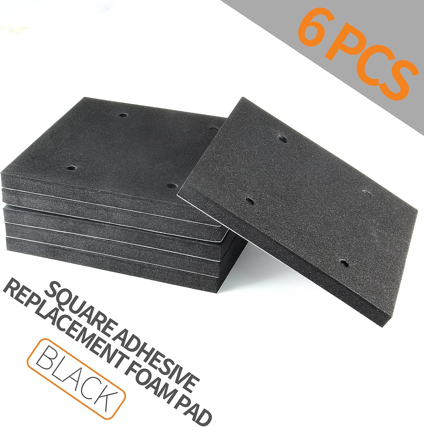 6 Pack Black Foam Sander Pad Replacement Self Adhesive Sponge Pads