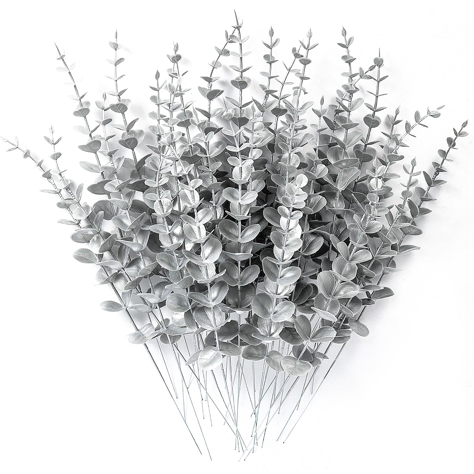 RECUTMS 36Pc Artificial Silver Eucalyptus Leave Stems 14.6in Christmas Pick