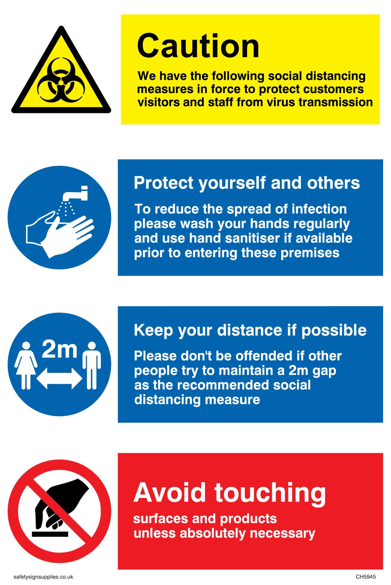 Viking Signs Social distancing measures for retail and business sign - Plastic Semi-rigid 1mm