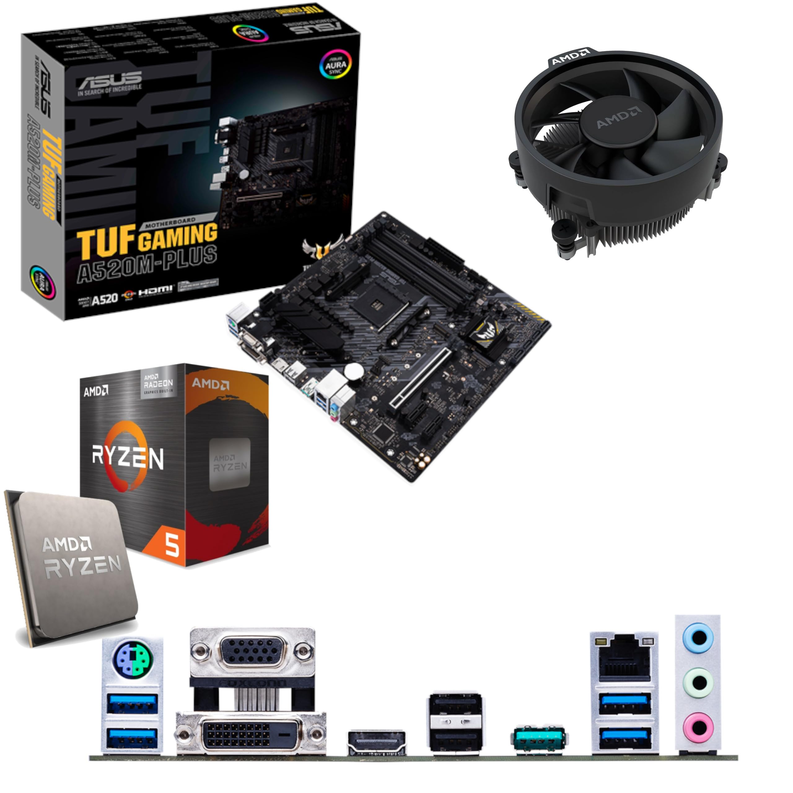 Components4AllAMD Ryzen 5 5600X 3.7Ghz (Turbo 4.6Ghz) 6 Core 12 Thread CPU, ASUS TUF GAMING A520M-PLUS Motherboard Pre-Built Bundle NO RAM