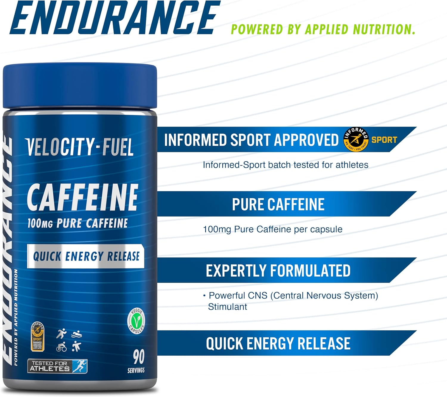 Applied Nutrition Endurance Caffeine Capsules 100mg VelocityFuel