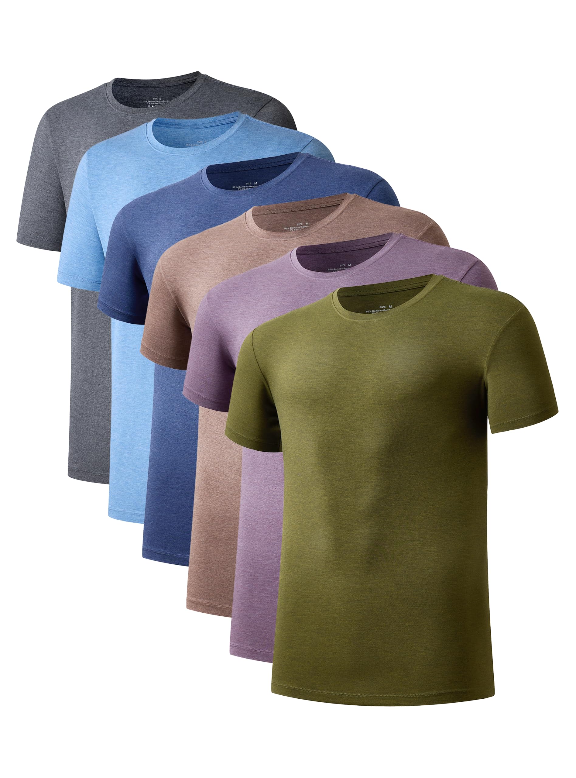 COLORFULLEAF Mens Bamboo Rayon Undershirts Crew Neck T Shirts Short Sleeve Slim Fit Tees Moisture Wicking 3 or