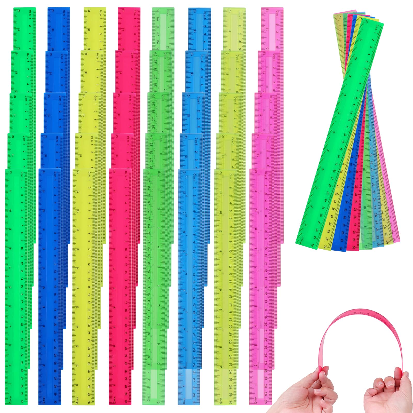 Amazon.com: ATROPOS 200 Pack Clear Color Rulers Bulk for Classroom Kids ...
