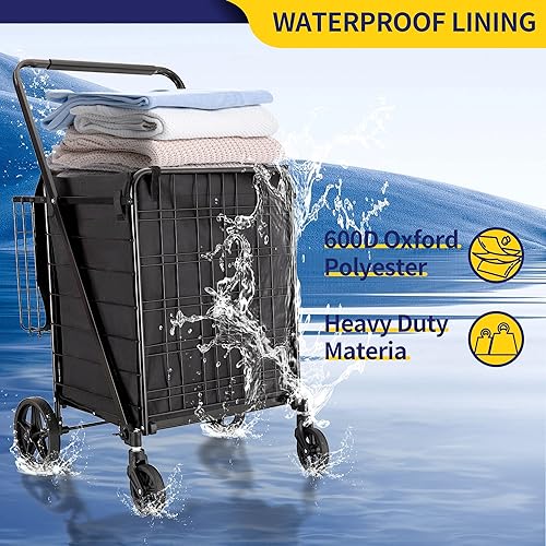 Miniatura 4 de Forro impermeable para carrito de compras, 16.1 x 19.6 x 22.2 pulgadas, adecuado para carrito de compras plegable resistente, extra grande