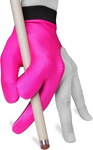 Fortuna - Guante de billar para taco de billar - Clásico de dos colores - para mano izquierda - rosanegro