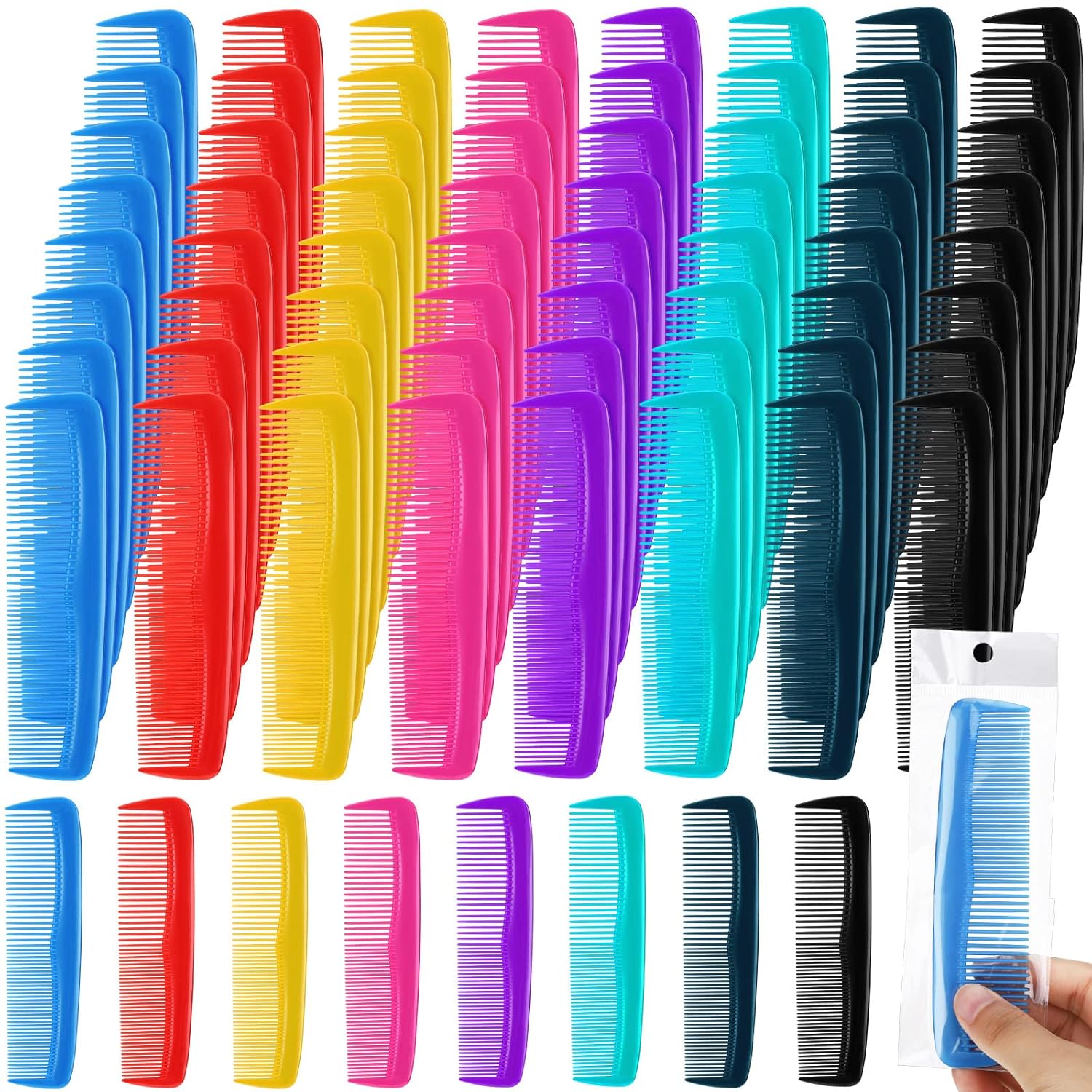 200 Pieces Hair Combs Bulk Colorful Pocket Hair Cutting Combs Fine Dressing Combs