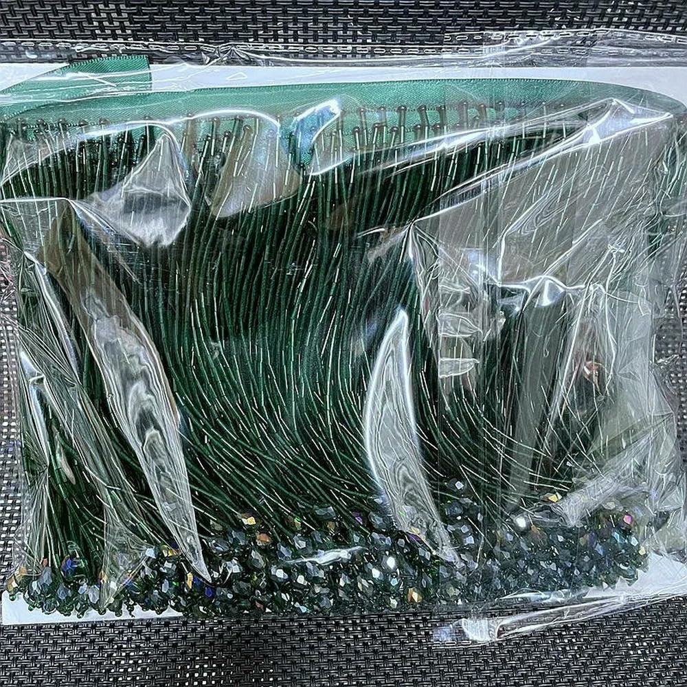 5 Yards handgefertigte Perlenquastenborte, 15 cm Lange, glänzende Kristallperlenröhre, Lange hängende Quastenborte, Kleider- und Rockzubehör und Materialien
