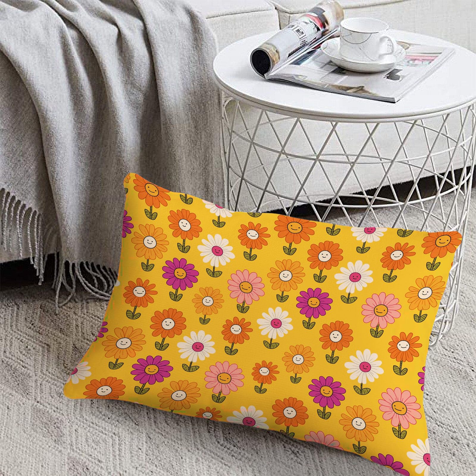 Sábanas 200X190/200Cm - Juego De Sábanas 3 Piezas Estampadas Flores Dibujos Animados - Microfibra Suave Transpirable - Sábana Bajera Ajustable - Ropa De Cama Plantas Interesantes (Naranja Cítrica)