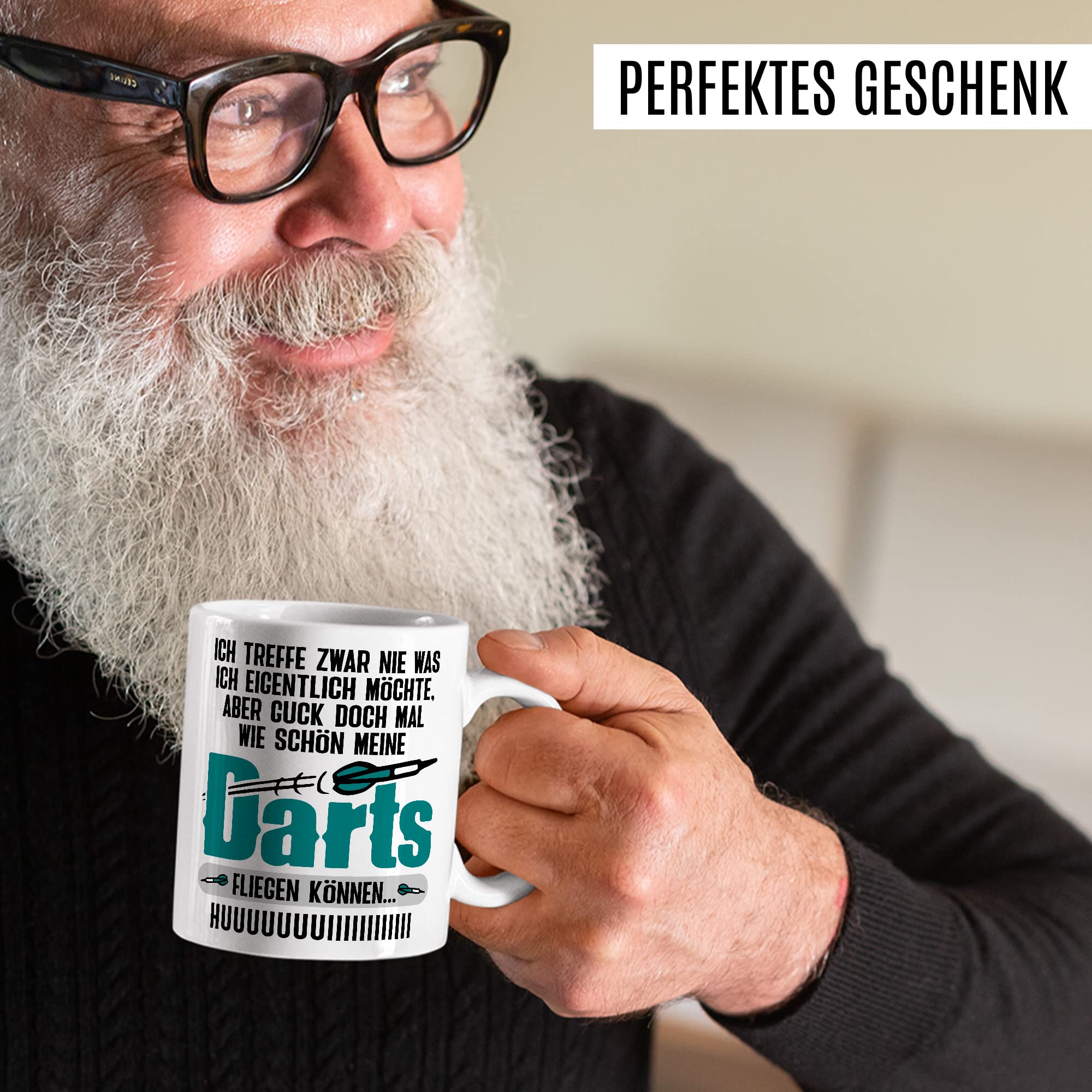 Dart Tasse Geschenkidee – 330 Ml, Spülmaschinenfest, Beidseitig Bedruckt, Weiß & Schwarz