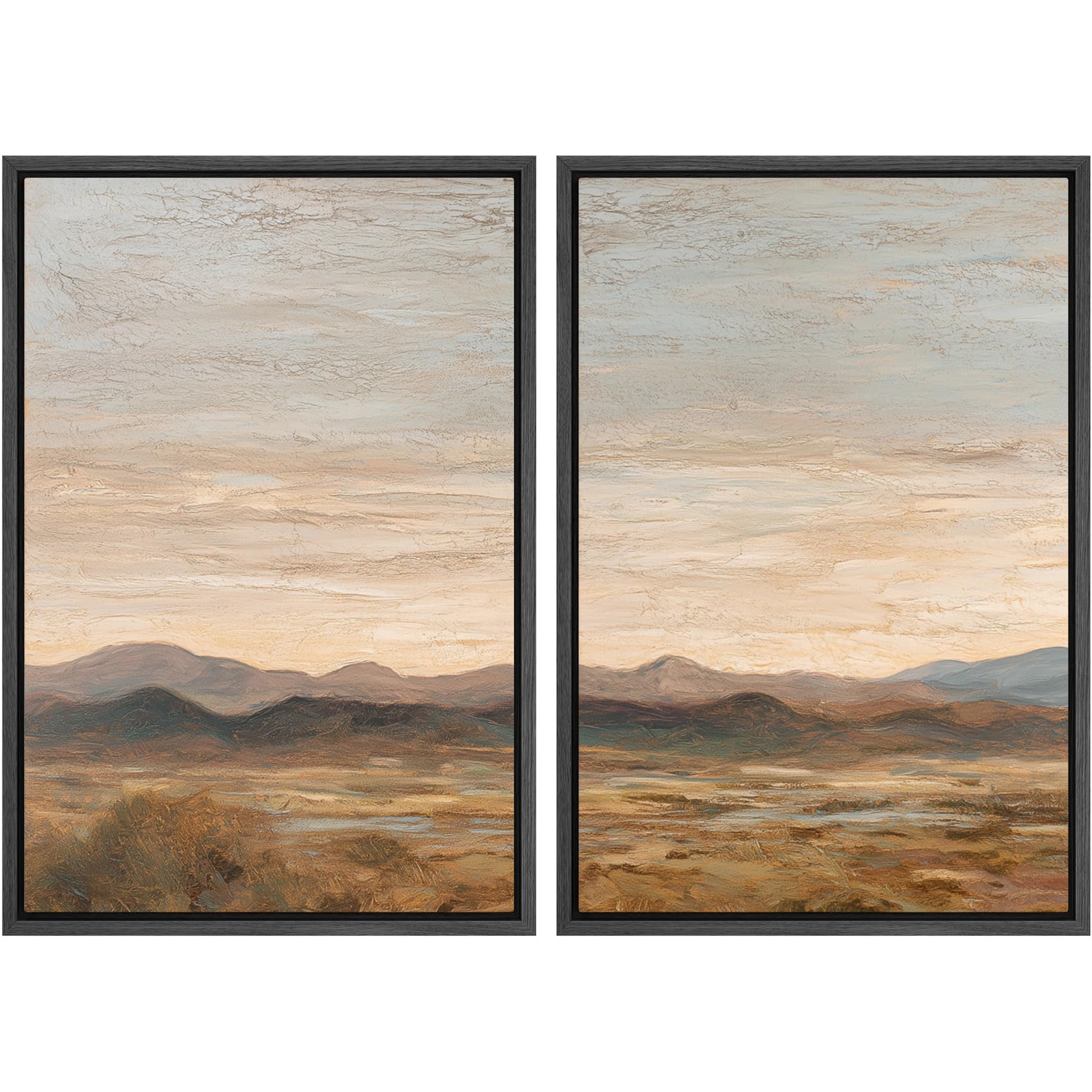 MUDECOR Framed Canvas Print Wall Art Set Watercolor Pastel Green Tan Landscape Abstract Shapes Illustrations Modern Art Decorative Contemporary for Living Room, Bedroom, Office - 16"x24"x2 Natural — view 118