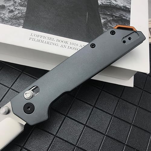 Miniatura 8 de Cuchillo plegable de 7.91 pulgadas, cuchillo de bolsillo con mango de acero y aleación de aluminio 8Cr13Mov, perno de pulgar y Pocketclip, EDC para