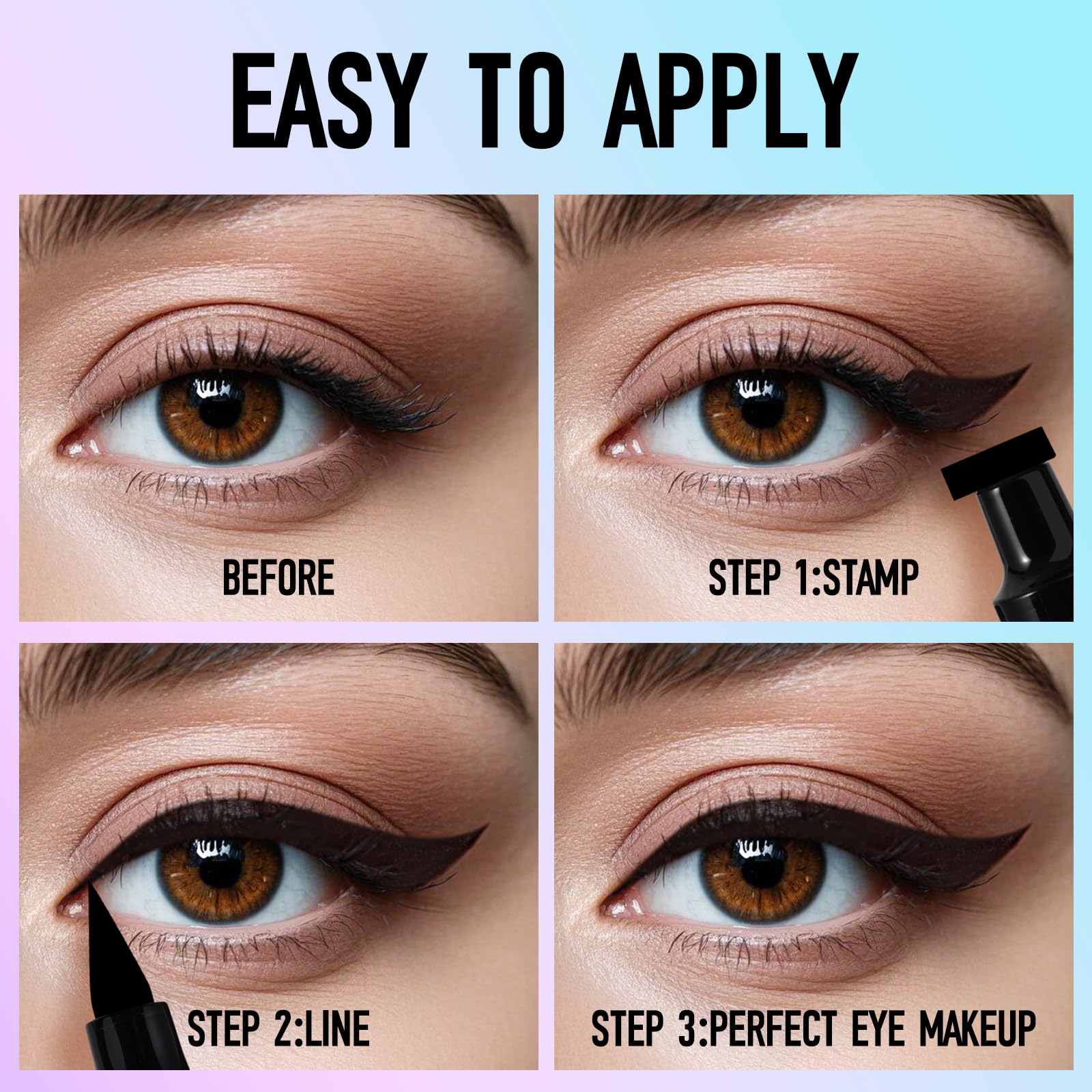 KIMUSE 2PCS Eyeliner Stamp, Wing Cat Eye Stamp, Waterproof Smudge Proof Long Lasting Liquid Eye Liner - Image 4