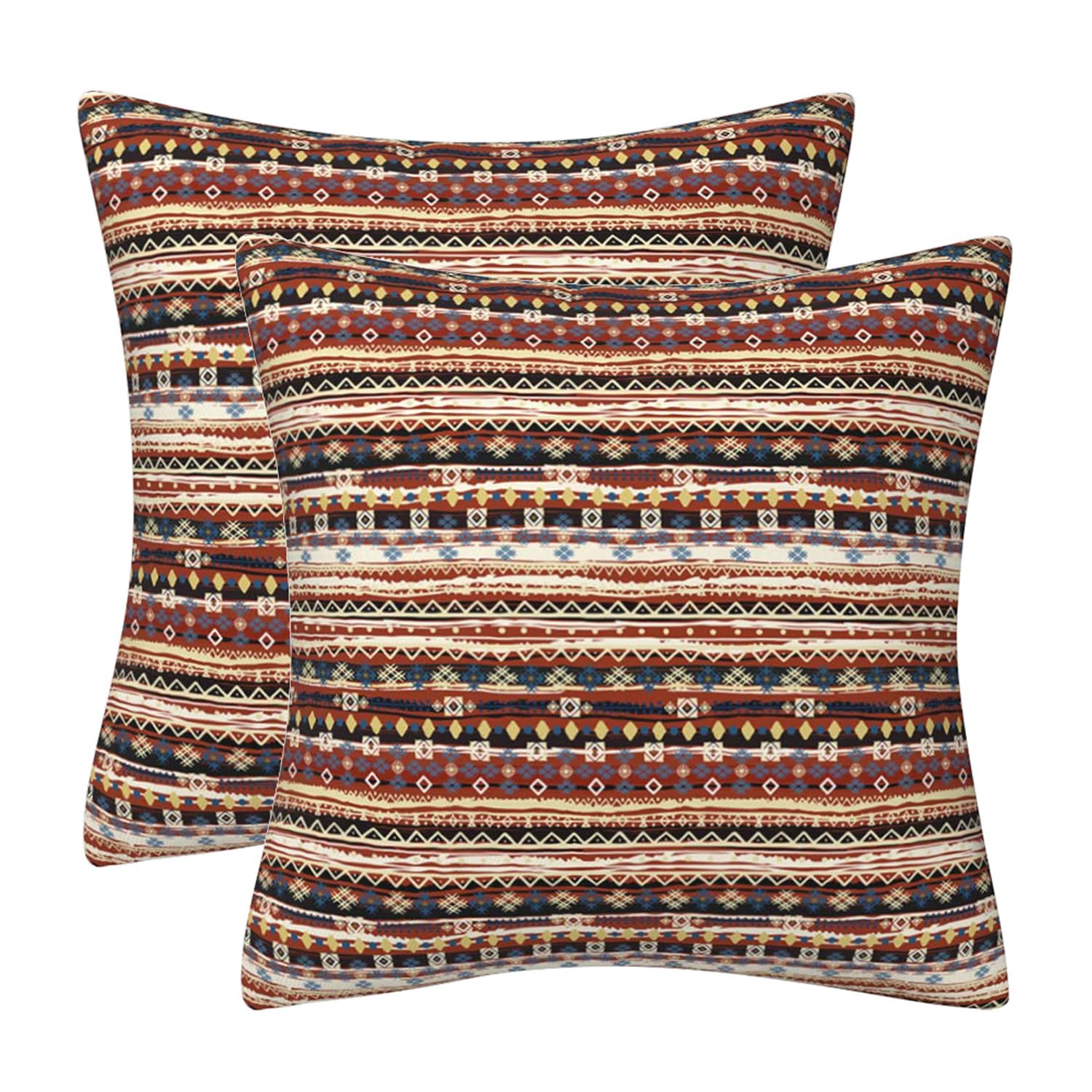 DILOXNSU Boho Cushion Cover, 40 x 40 cm, Set of 2, Soft Velvet Cushion Covers, Brown Ethnic Abstract Geometric Cushion Cover, Decorative Cushion, Couch Cushion, Sofa Cushion for Sofa, Living Room