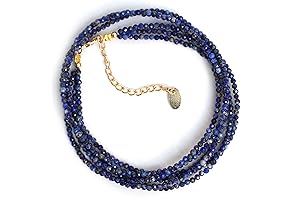 Gempires Blue Lapis Lazuli Beads Necklace: Stunning Multi Strand Adornment