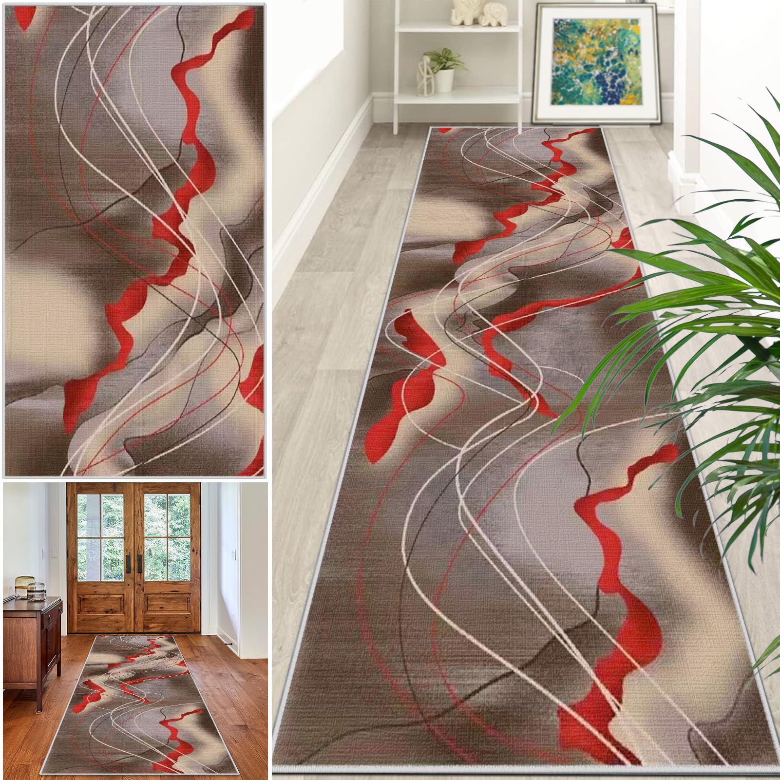 Extra Long Runner Rugs for Hallway Non Slip Carpet Absorbent Runner Rug Carpet Runners for Kitchen Hallway Runner Kitchen Rug Entrance Large 110 x 500 cm Stair Runner Rug Machine Washable Door Mat