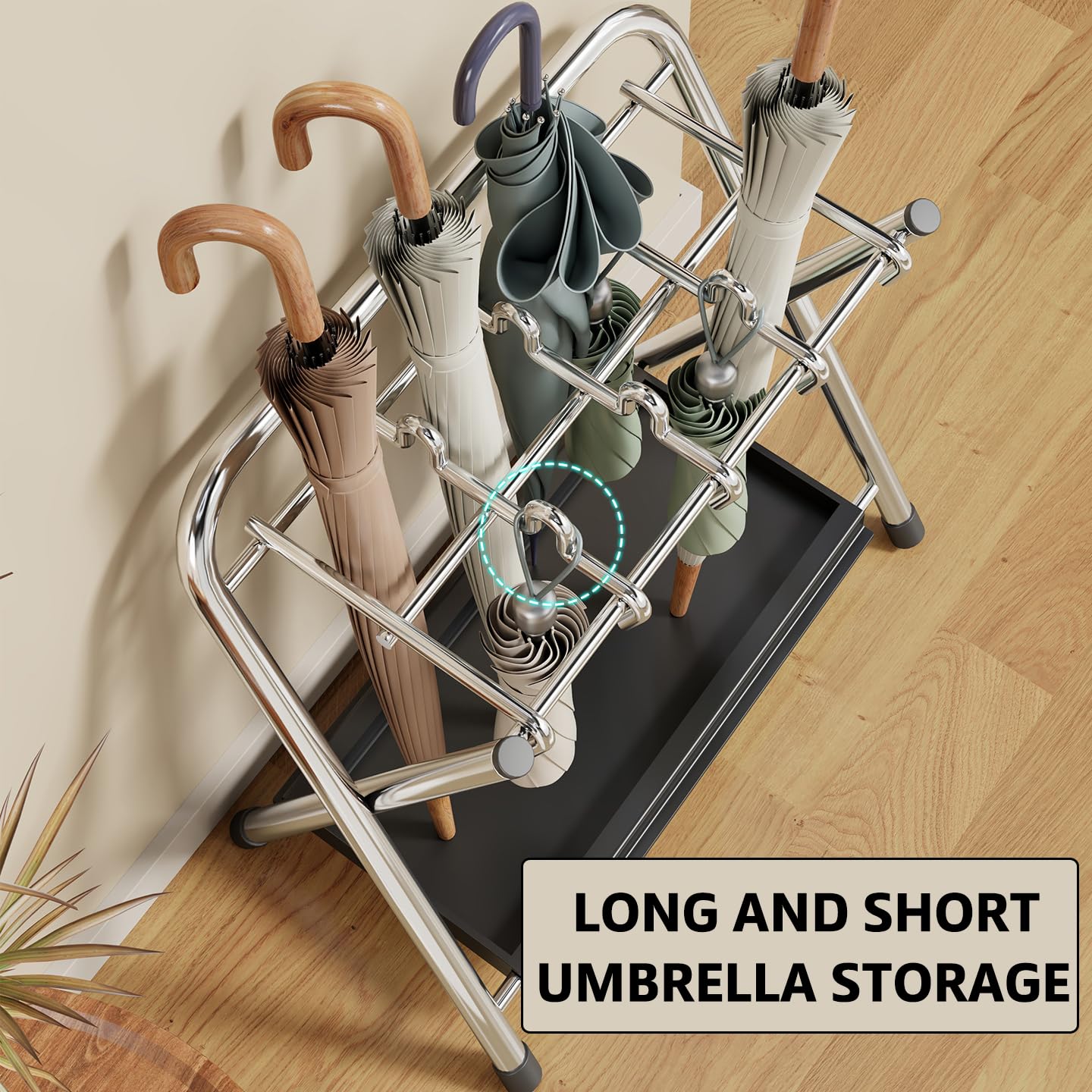 Portaombrelli pieghevole, supporto autoportante in metallo, elegante ingresso per casa, ufficio e arredamento commerciale, design salvaspazio