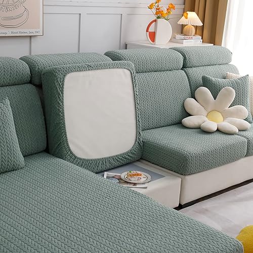 Miniatura 4 de OKYUK Funda mágica para sofá, universal, resistente al desgaste, en forma de L, funda para sofá diván, protector elástico antideslizante de repuesto