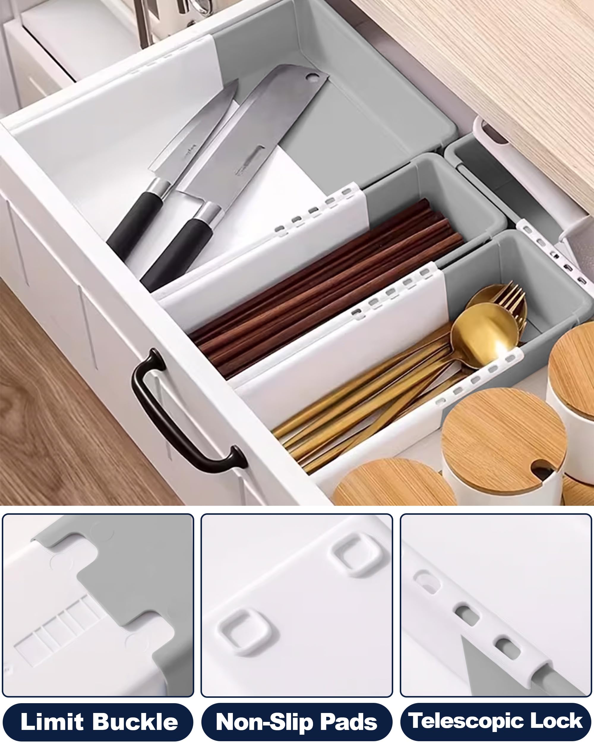 Expandable Drawer Organizers - Keep Drawers Tidy -4 Expandable Drawer Organizers - Keep Drawers Tidy -4