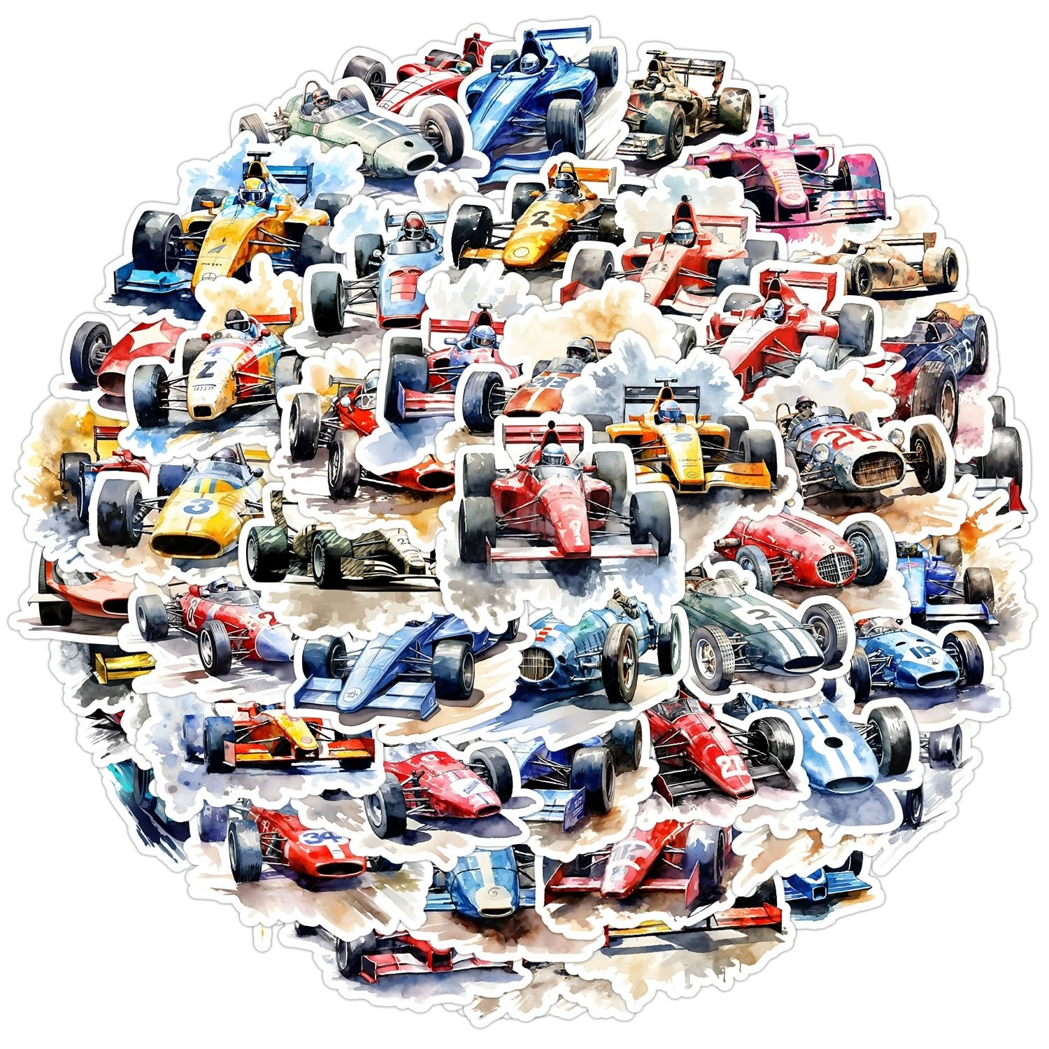 50 Pcs Racing Car Stickers for Kids Teens Adults Boys Girls Gift,Sport Car Stickers Pack for Laptop,Skateboard,Luggage,Car,Bike,Cup,Computer,Water Bottle Decor,Vinyl Waterproof Stickers