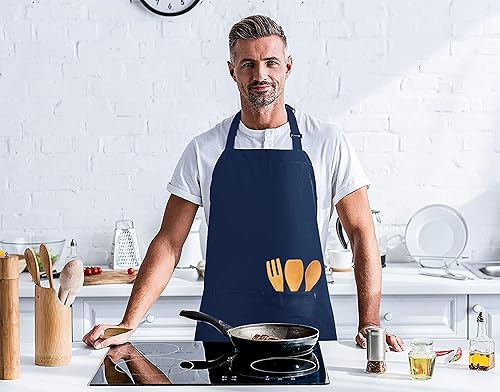 Miniatura 7 de Utopia Kitchen Paquete de 2 delantales con peto, ajustables con 2 bolsillos, resistente al agua y al aceite, delantal de chef de cocina para mujeres