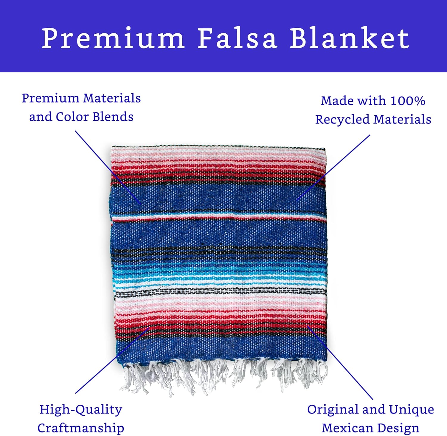 Buy Premium Authentic Mexican Blanket Hand Woven Falsa Blanket