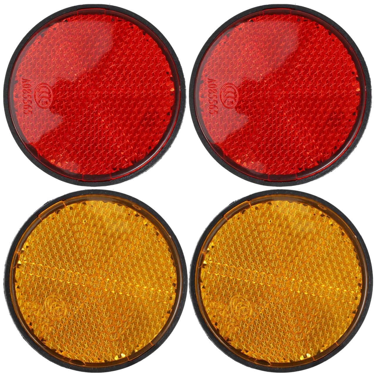 POPETPOP 4Pcs Motorcycle Reflectors : Plastic Round Bicycle Reflector with Nuts for Motorcycle Bike Trailer, 2.20X2.20X0.79in (Red and Orange)