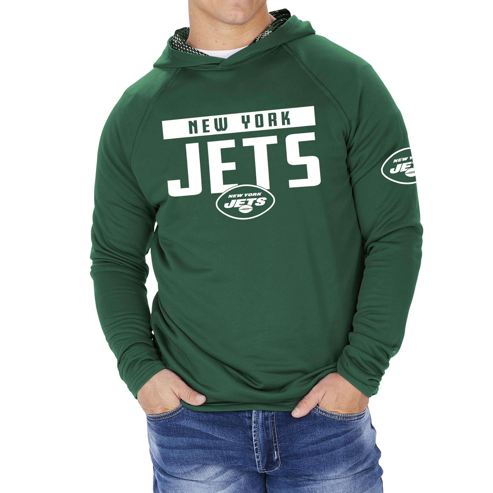 Zubaz NFL Football Men's Solid Team Hoodie with Camo Lined Hood and Sleeve Graphic — view 79