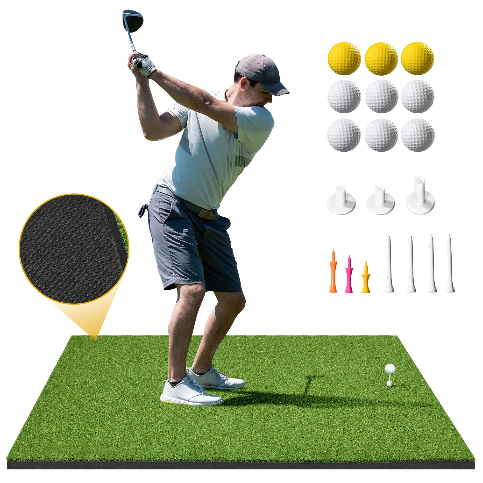 Shopsource Thicked 5x4ft Golf Hitting Mat Artificial Turf Practice Mat