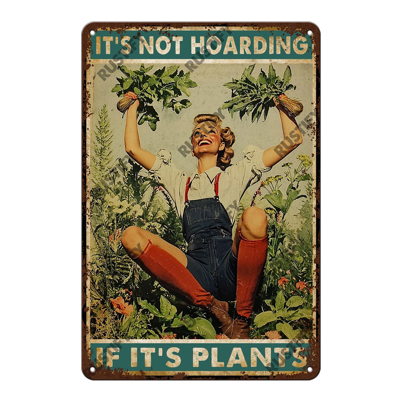 Anceky Funny Sign Gardening Sign It‘SHoarding If It'S Plants Metal Tin Sign Wall Decor for Kitchen Outdoor Yard Window Fence 12×8 Inch