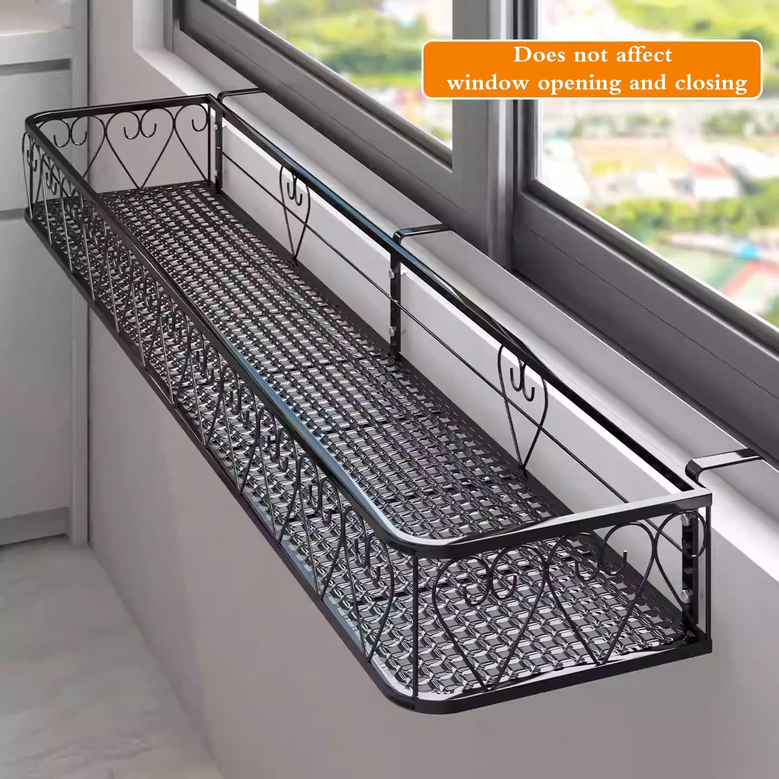stand di fiori Mensola Per Fiori In Ferro Battuto - Portavasi Da Appendere Al Davanzale Della Finestra E Supporto Per Ringhiera Del Balcone, Organizer Giardino Per Vasi E Piante Grasse(60*20*12cm)