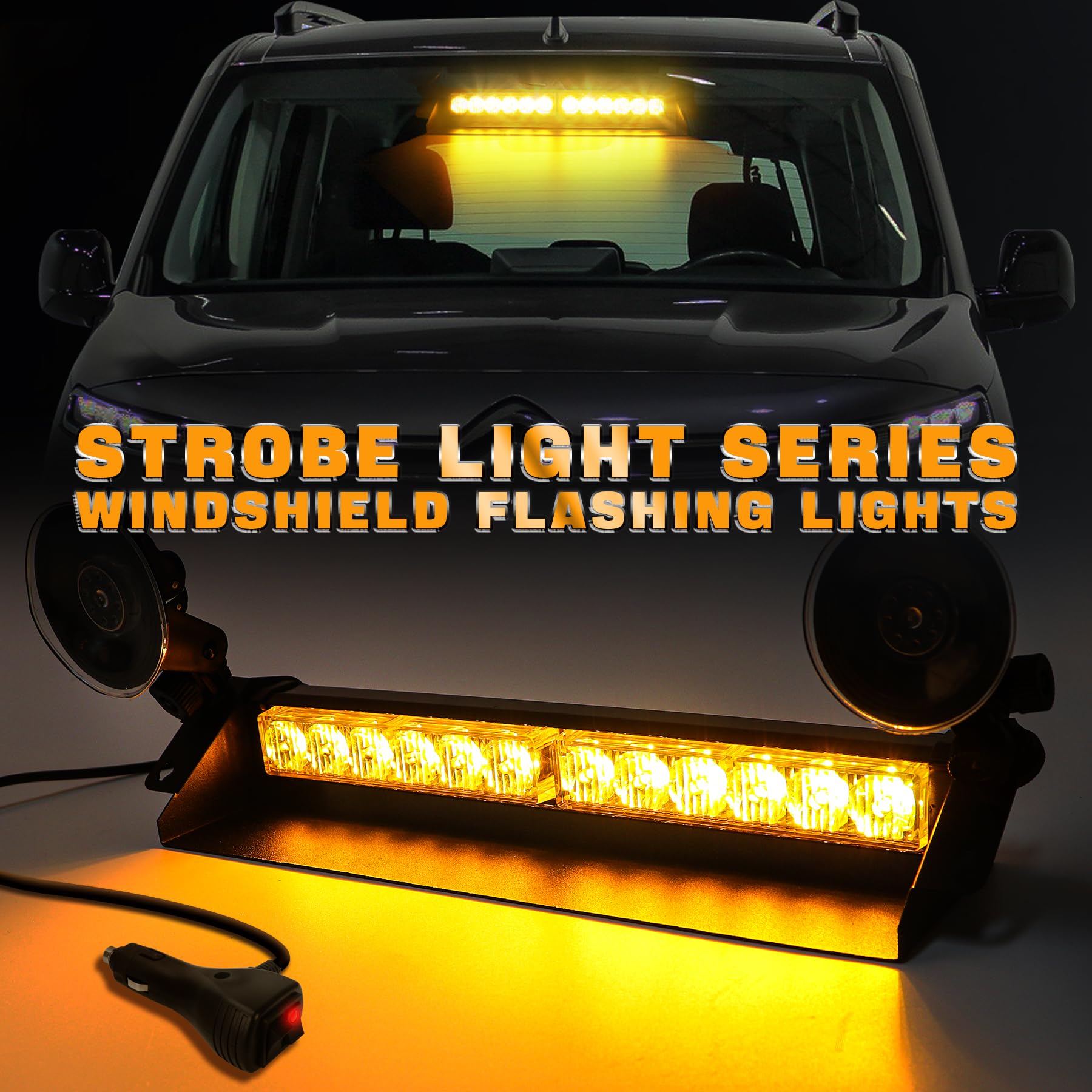 Luce Di Emergenza LED Per Auto - 12 LED, 9 Modalità Lampeggio, Ventose, Alimentazione 12V Da Accendisigari - Foto 5