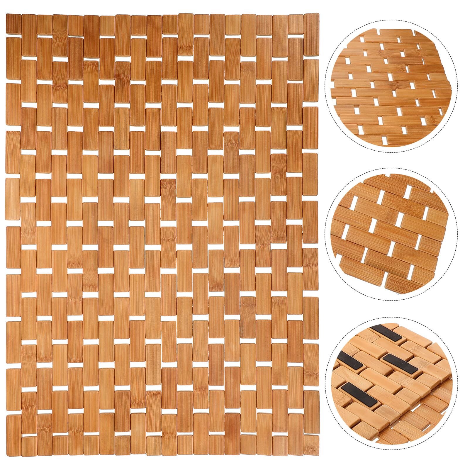 Cabilock Cojín de Suelo de Bambú Superficie Lisa y Diseño Resistente al Agua Alfombra Antideslizante para Cocina y Baño Adecuado para Hotel y Habitación