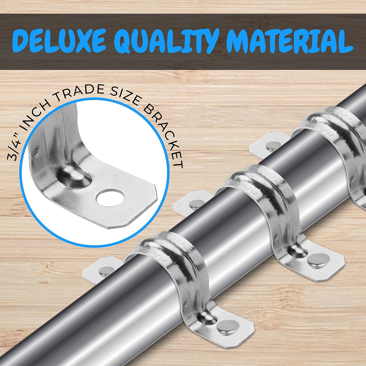OHLECTRIC Heavy Duty Pipe Strap (50 Pack - ¾ Inch) Zinc Plated Steel Conduit Clamps, 2 Hole Steel EMT Pipe Strap U Bracket, Zinc Coated Tension Tube Clip, Metal Pipe Clamp for EMT Conduits