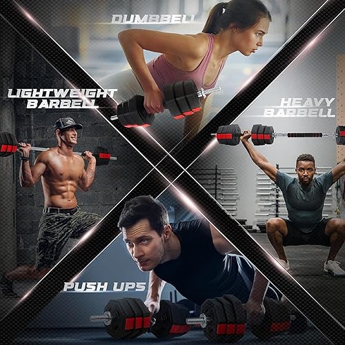 Miniatura 5 de Yes4All Juego de mancuernas ajustables de 4466 libras mejoradas con conector, mango de acero inoxidable, mezcla de cemento