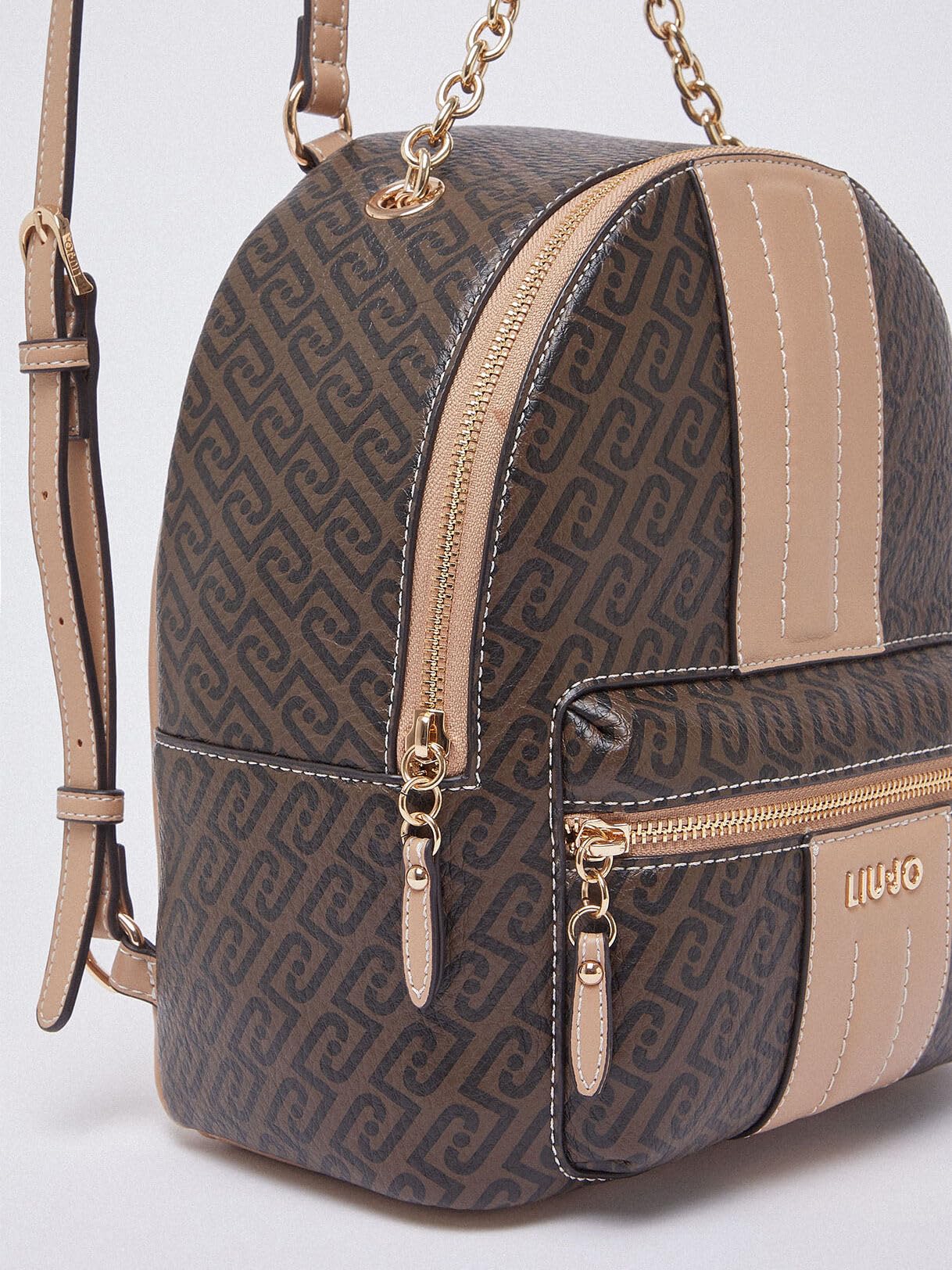 Liu Jo Zaino Donna Ematite M AA6111 E1118, Testa di Moro, Similpelle, 24x31x15 cm, con Tasca Esterna e Interna, Spallacci Regolabili