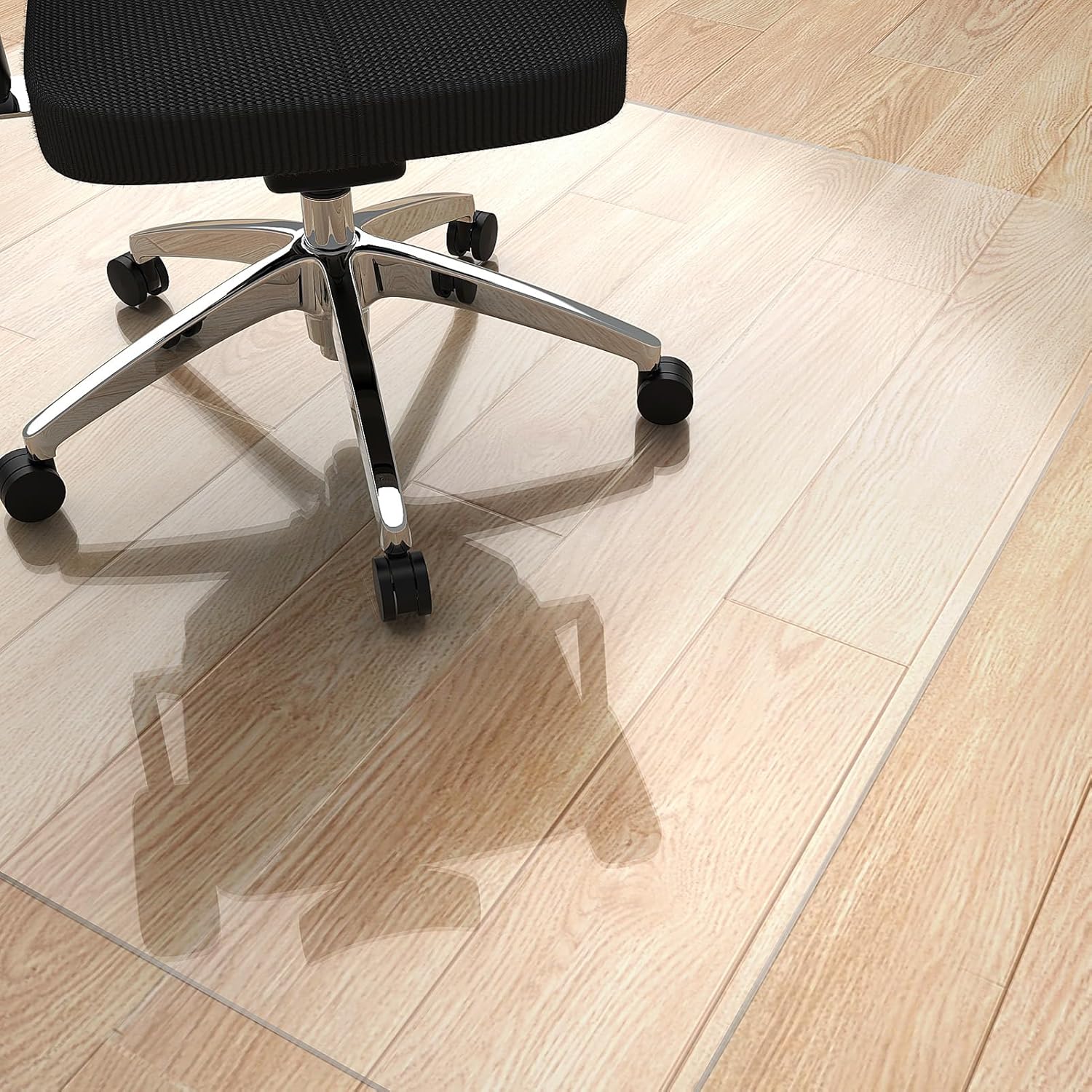 Yecaye Office Chair Mat for Hardwood Floor, 48"×55" Clear Office Computer&Desk Chair Mat, PVC Heavy Duty Floor Protector Mats for Rolling Chairs, Can't be Used on Carpet 48" x 55" Transparent