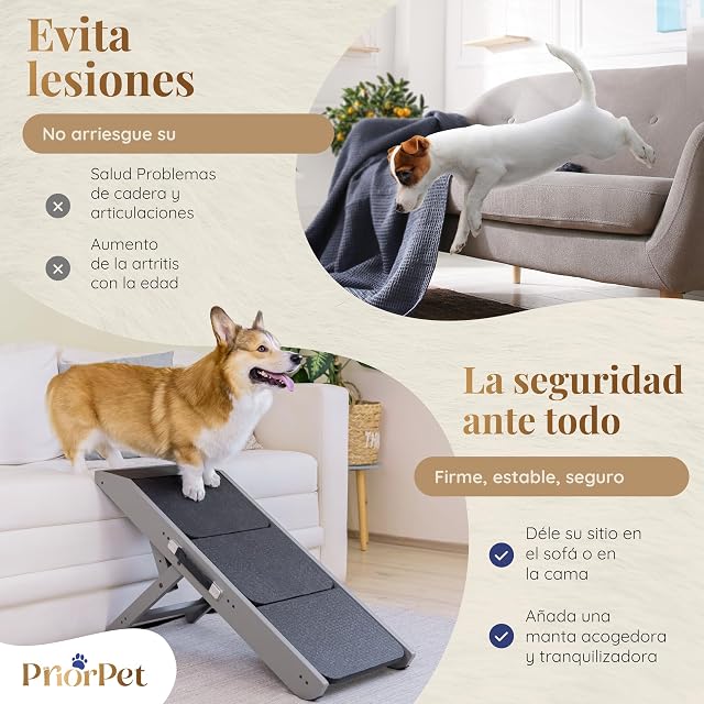 Foto 8 de 8 de Escalones y Rampa para Perros 2-en-1 - Escalera/Rampa Ajustable en Altura para Sofá 18-50 cm