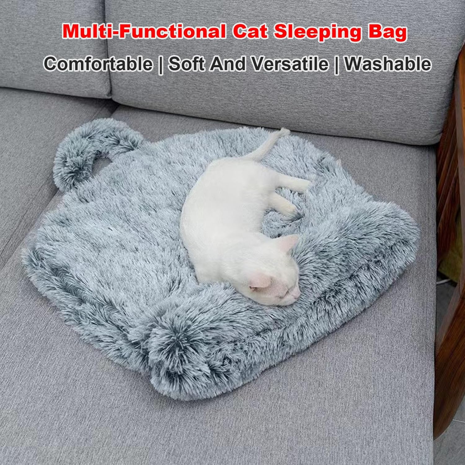 Cat Sleeping Bag Bed, 360° Warm Semienclosed Cat Winter Sleeping Bag Soft Plush Cat Sack Self Warming Cat Cave Bed for Indoor Cats, Cat Hideaways Pet Snuggle Sack for Kitten Puppy (Coffee, 21x17inch)