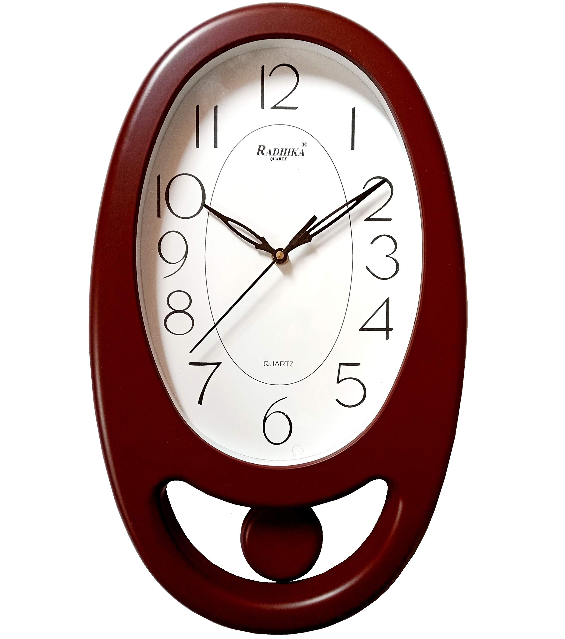 LYONIC Oval Shape Beautiful Pendulum Plastic Wall Clock (24cm x 39 cm, Dark Red, Made in India) (B084ZNQYC6) Amazon Price History, Amazon Price Tracker