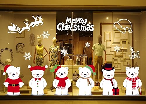 Miniatura 17 de Calcomanías de Navidad para ventanas, corona, copos de nieve, Papá Noel, árbol de Navidad, pared, ventana, calcomanías para puerta, calcomanías